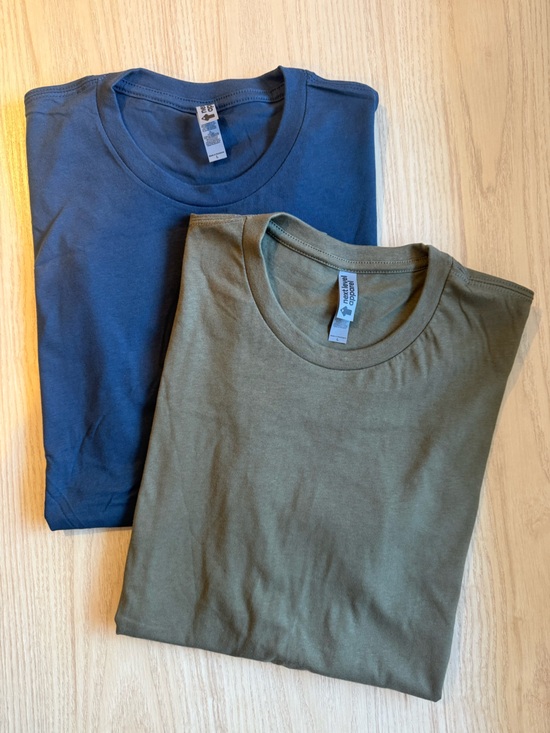 Hanes Other - Next Level 100% Cotton Crew Men’s Fitted Tees INDIGO and MILITARY GREEN